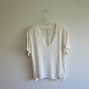 WE THE FREE Ivory Pullover V-Neck Short Sleeve XS T-Shirt Top Blouse